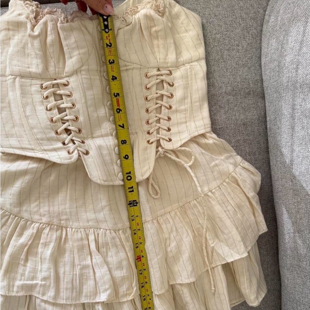 Cream Corset Mini Dress with Lace-Up Detail - Picture 4 of 6